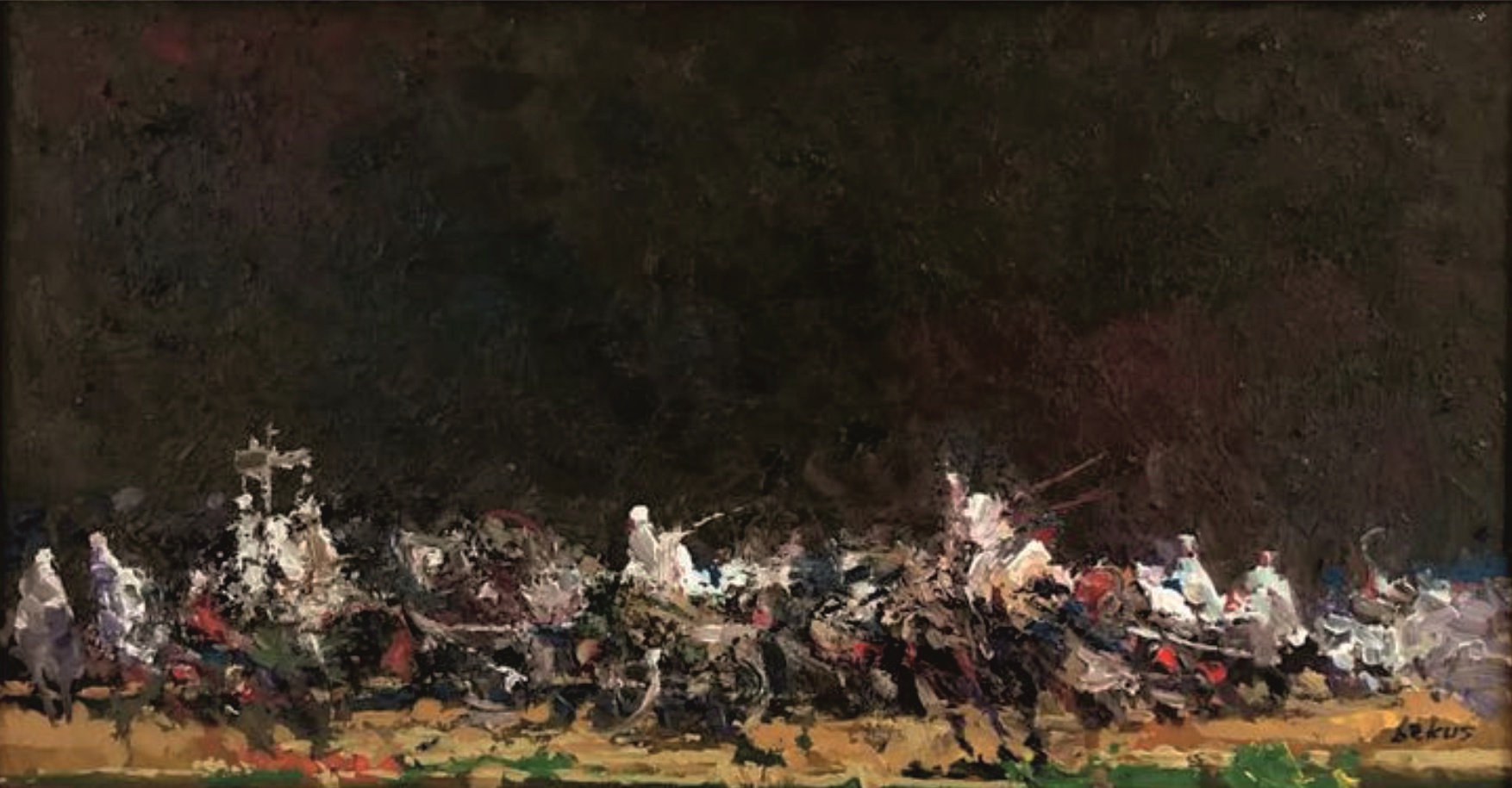 Автор-художник Нурбек Жардемов (bekus), название картины: "Көш", размер картины: 33х60 см, холст/масло, дата: 2024 г.