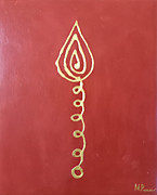 Ponsisme. Понсизм-110 (Портрет Души галактуса Филиппа Персивальского)(Англичане золотые красноглиняные) 30х40 см,  холст, сусальное золото( Златовест), глина болюс армянская, 23.05.25