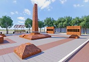 3d-изображение мемориала, посвященного воинам-участникам ВОВ 1941-1945гг. в пос.Жарсуат Бурлинского района Западно-Казахстанской области