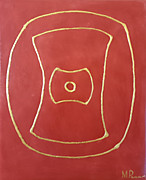 Ponsisme. Понсизм-108 (Портрет Души галактуса Люциуса Барбаросского)(Англичане золотые красноглиняные) 30х40 см,  холст, сусальное золото( Златовест), глина болюс армянская, 23.05.25